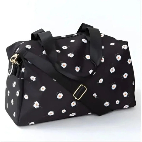 Alice + Olivia by Stacey Bendet Black Floral Canvas Weekender Bag - Picture 2 of 8